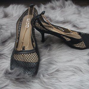 EGO offical netted kitten heel with chain anklet